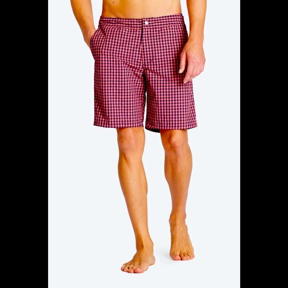 Bonobos Banzai checkered swim Trunks w/ 9" inseam